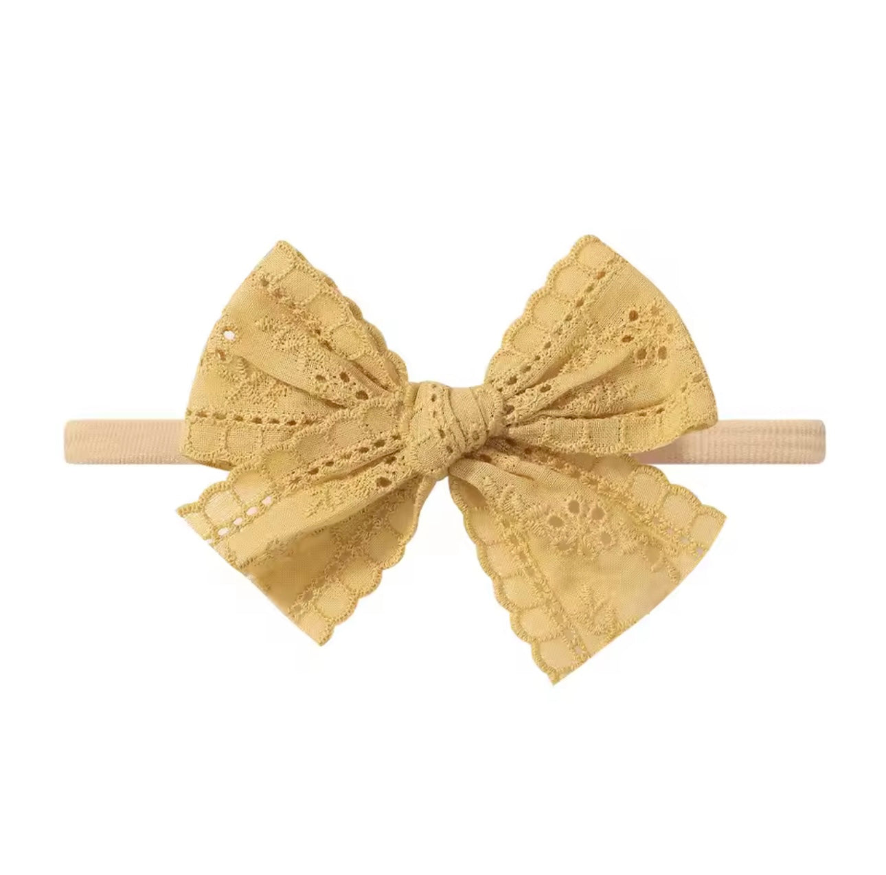 Lace Bow on Nylon Headband