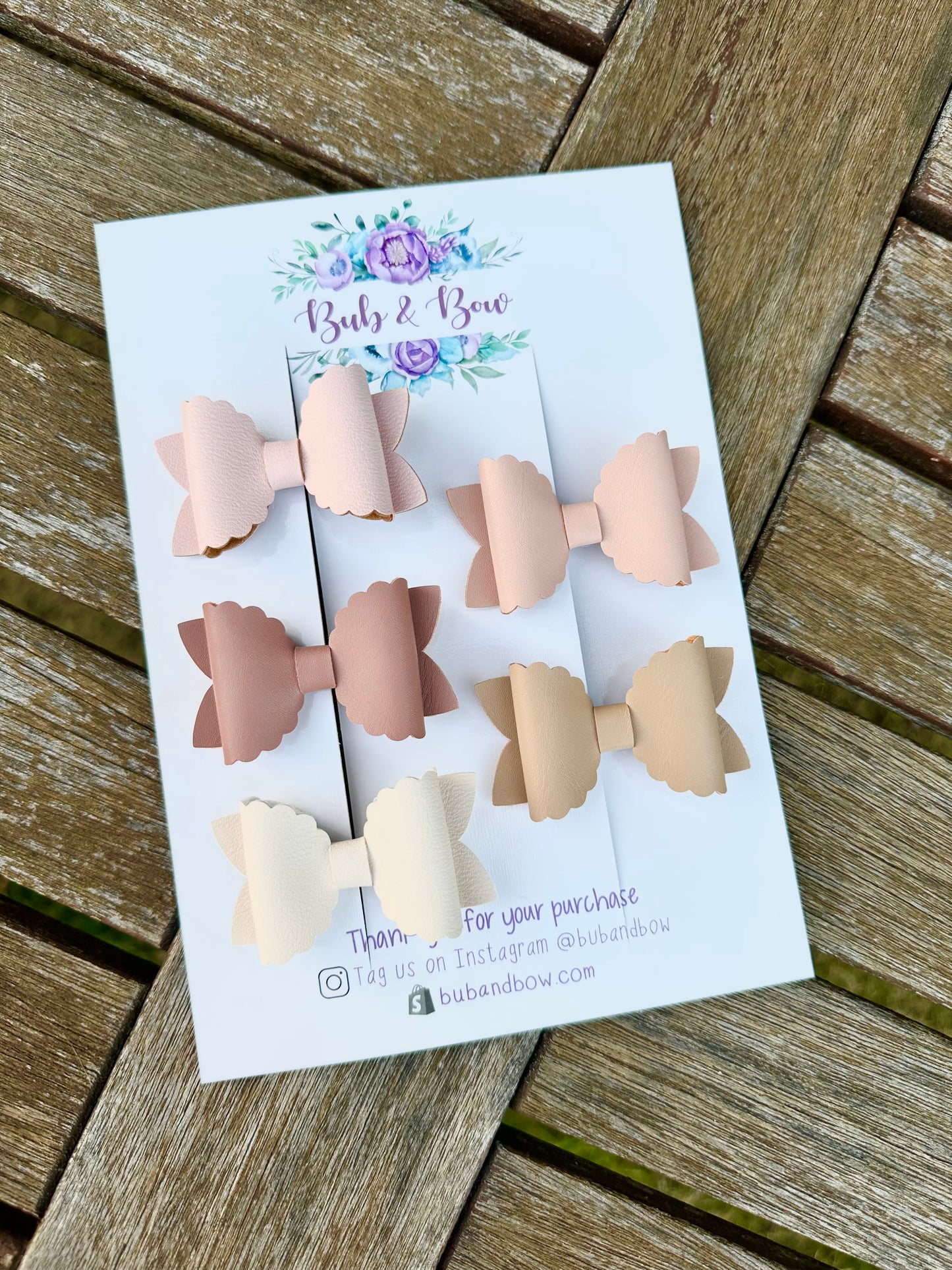Neutral/ Muted Pinks Scalloped Bow Set