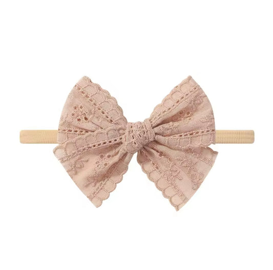 Lace Bow on Nylon Headband