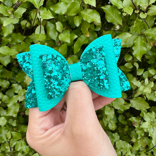 Teal Sparkle Reversed Imogen Bow