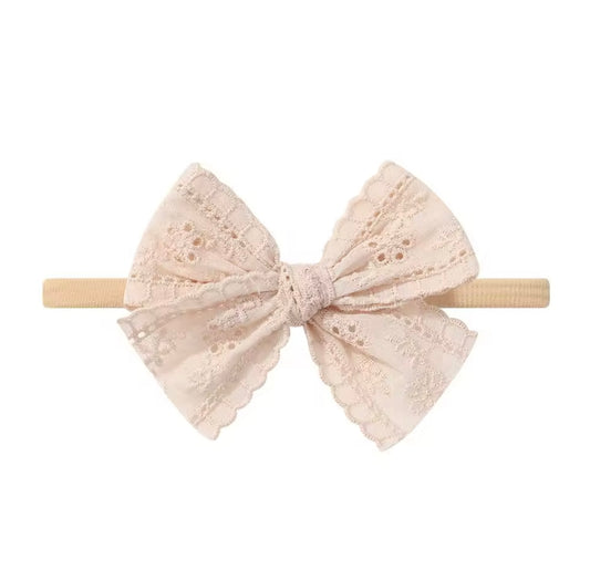 Lace Bow on Nylon Headband