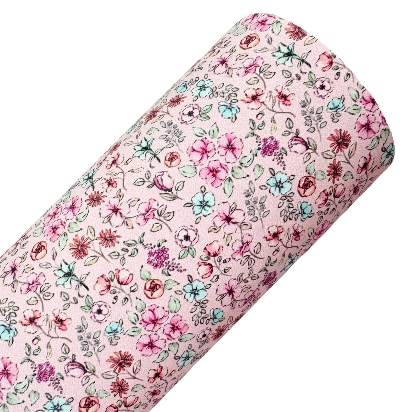 Pink Floral Shimmer Suede