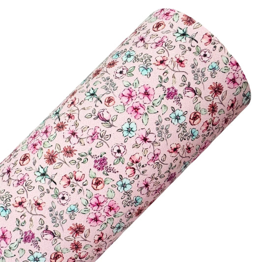 Pink Floral Shimmer Suede