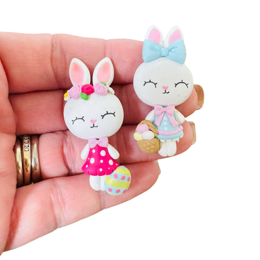 Blue Bunny (right) Custom Clay Bow