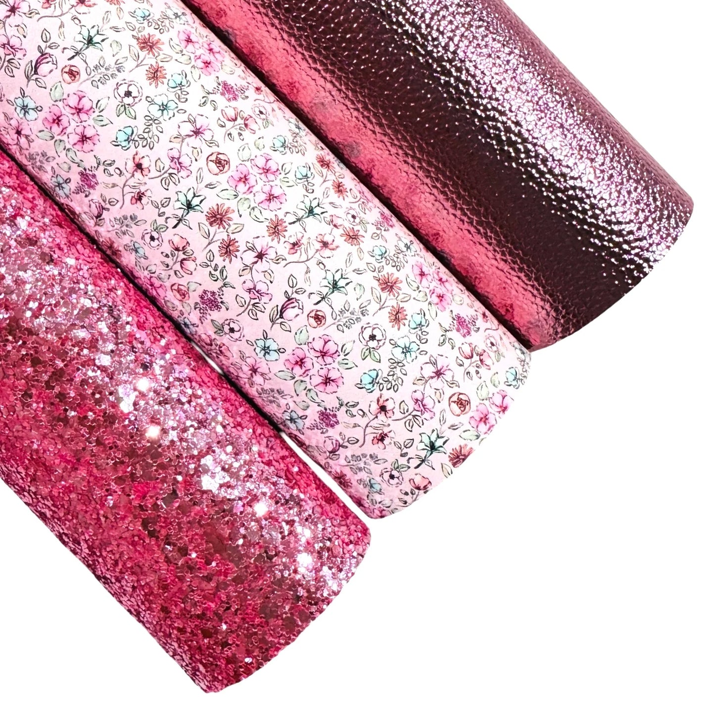 Pink Floral Shimmer Suede