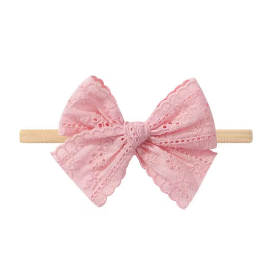 Lace Bow on Nylon Headband