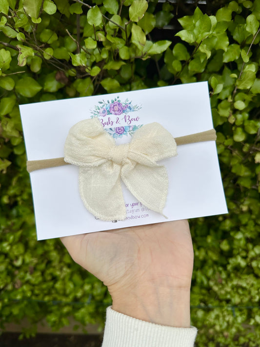 Fabric Bow on Nylon Headband
