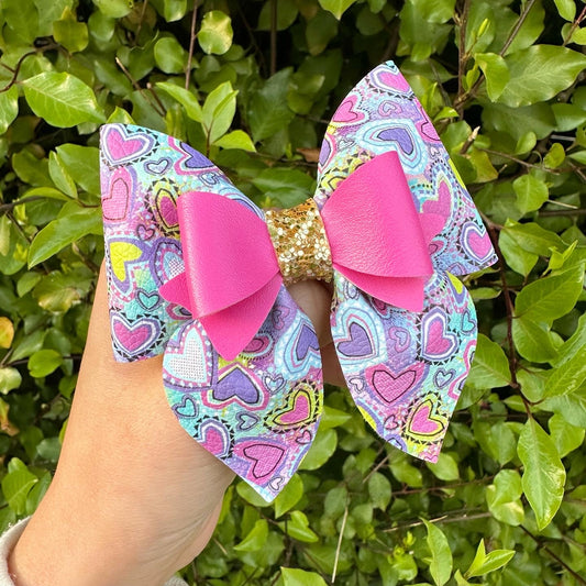 Funky Hearts Medium Sailor Mixed Bow