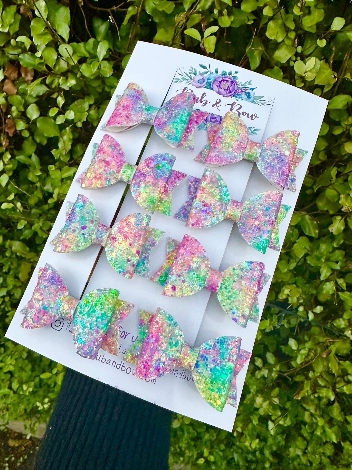 Baby Dolly Glitter Bows// Pastel Rainbow Splatter