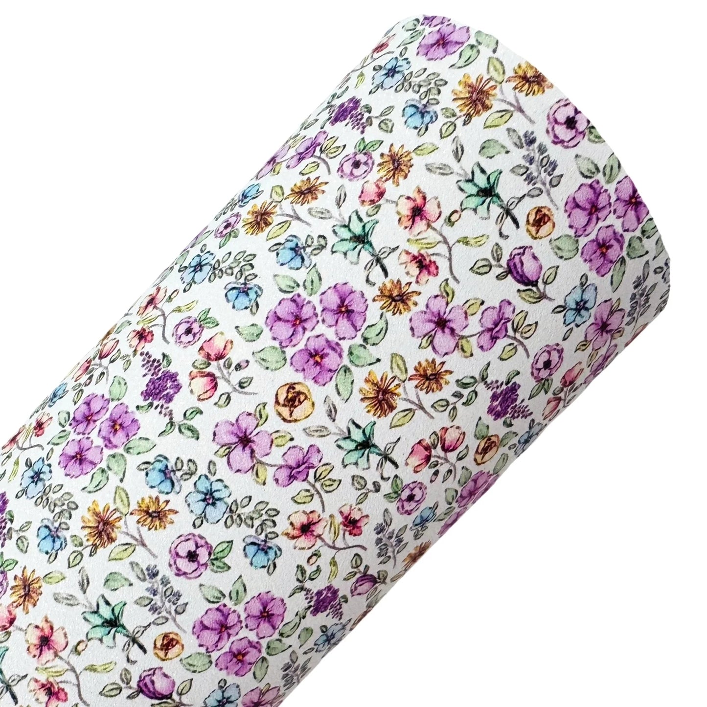 White Floral Shimmer Suede