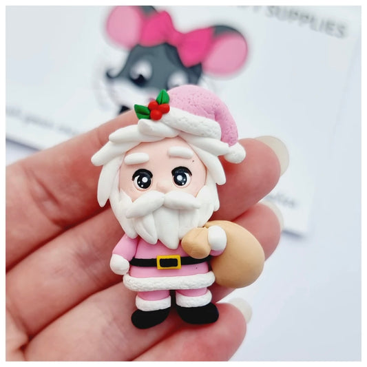Custom Pink Santa Clay Bow