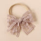 Embroidered Lace Bow on Nylon Headband// Pink
