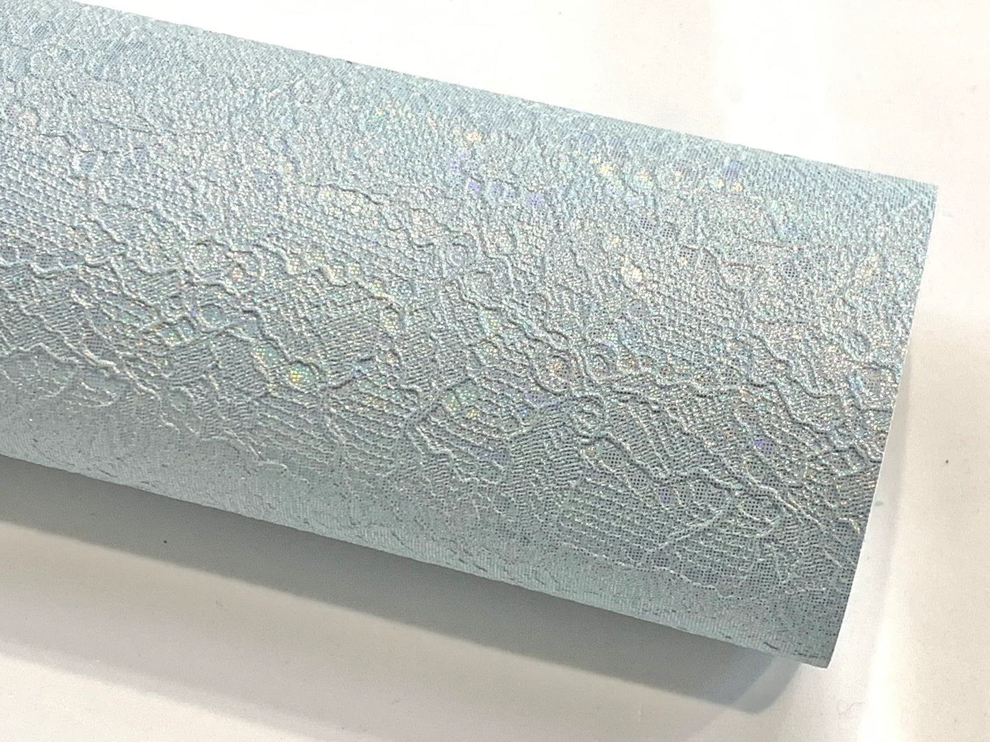 Duck Egg Pastel Pearl Floral Embossed Leatherette