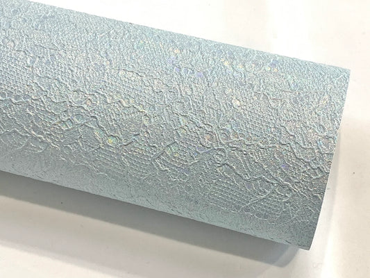 Duck Egg Pastel Pearl Floral Embossed Leatherette