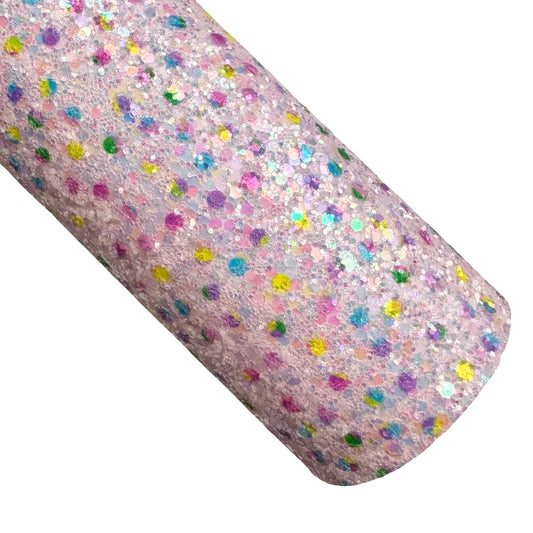 Pink Rainbow Dots Chunky Glitter