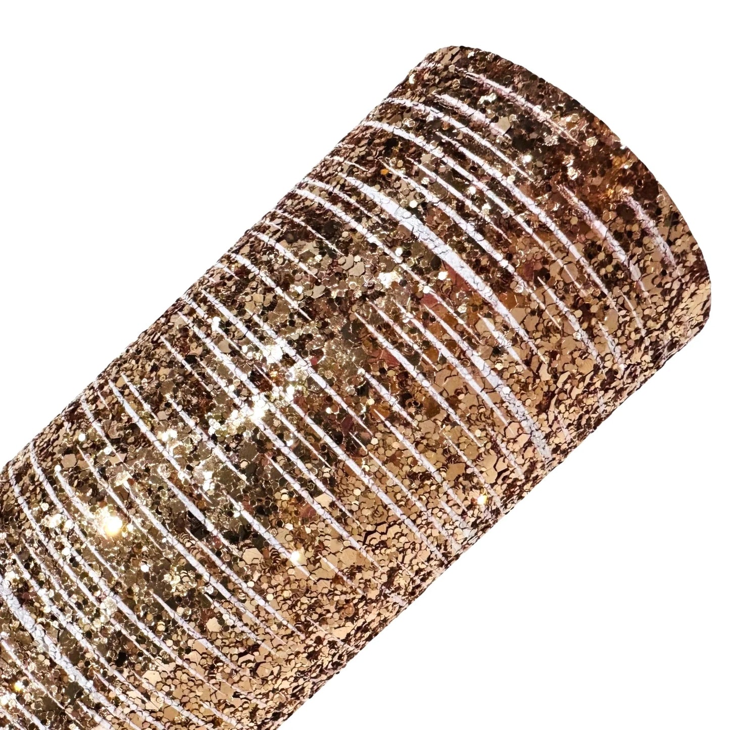 Rose Gold with White Stripes Chunky Glitter