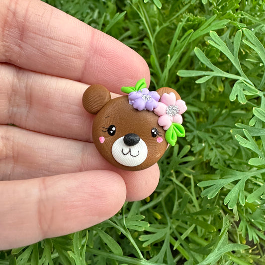 Custom Floral Bear Clay Bow