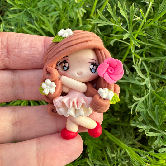 Custom Floral Girl Clay Bow