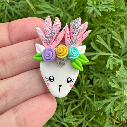 Custom Floral Deer Clay Bow
