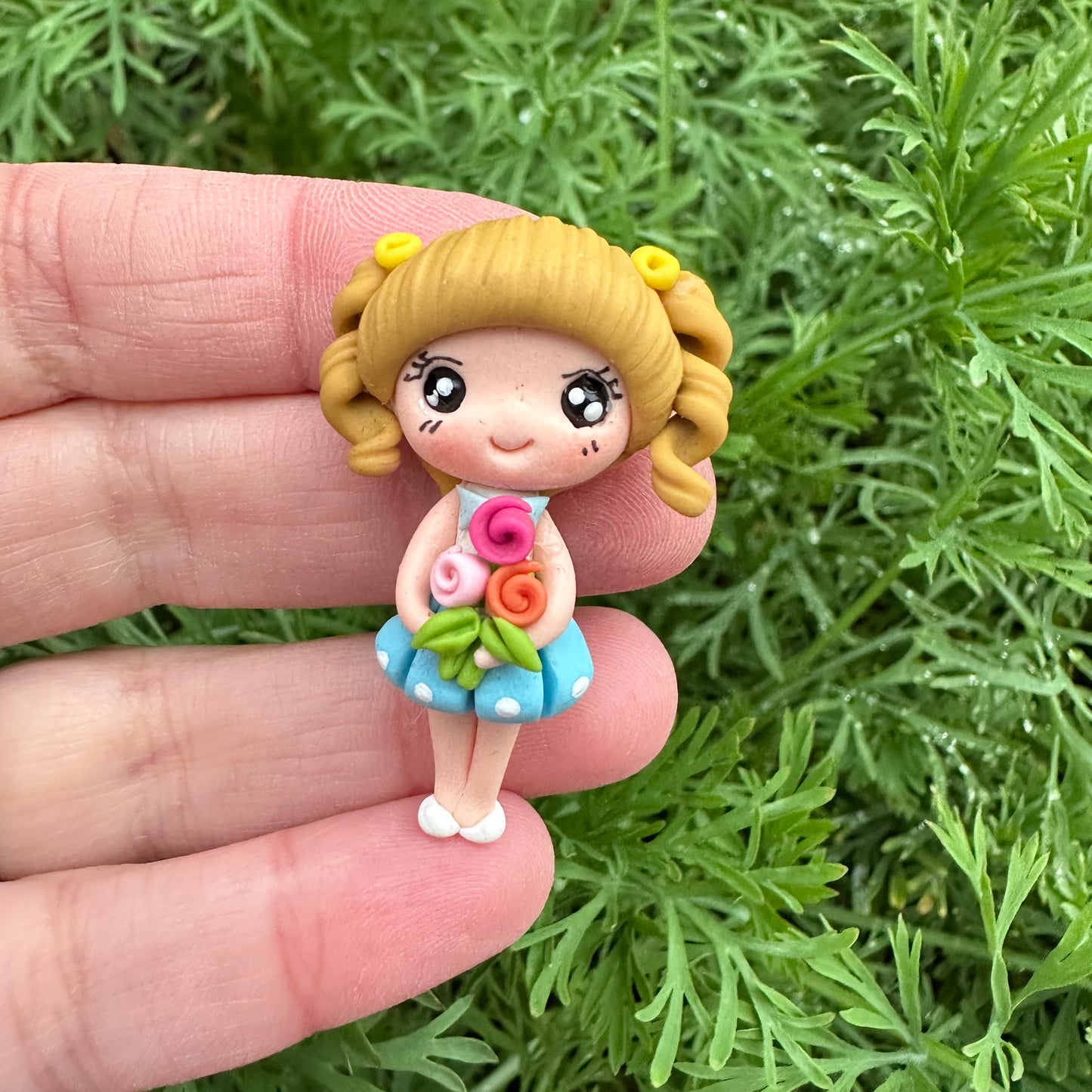 Custom Floral Girl Clay Bow