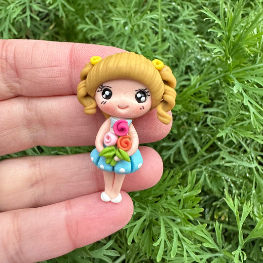 Custom Floral Girl Clay Bow