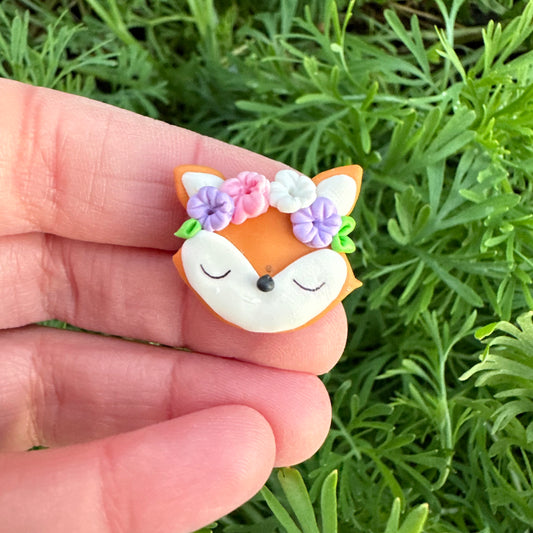 Custom Floral Fox Clay Bow