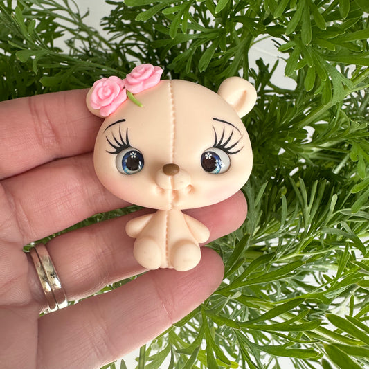 Custom Floral Bear Clay Bow