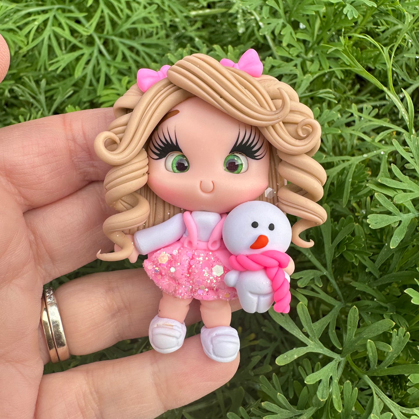 Custom Christmas Girl Clay Bow