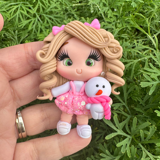 Custom Christmas Girl Clay Bow