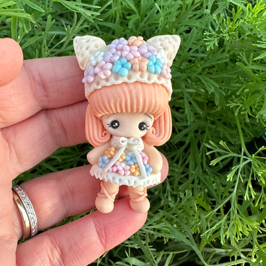 Custom Floral Girl Clay Bow