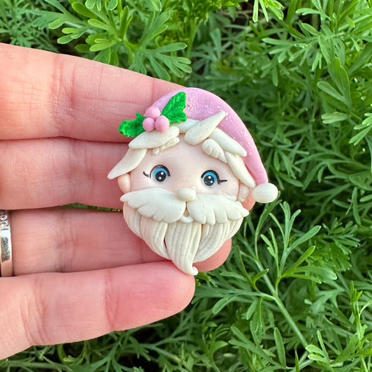 Custom Christmas Pink Santa Clay Bow
