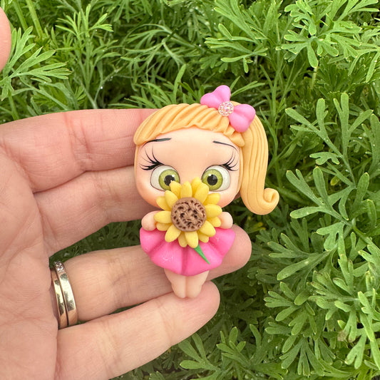 Custom Floral Girl Clay Bow