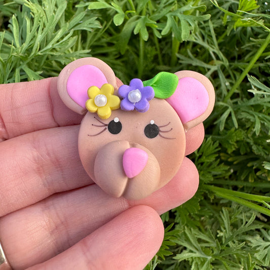 Custom Floral Bear Clay Bow