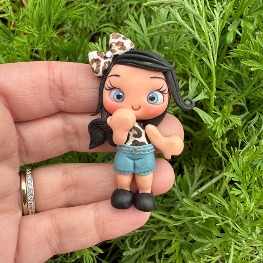 Custom Leopard Girl Clay Bow