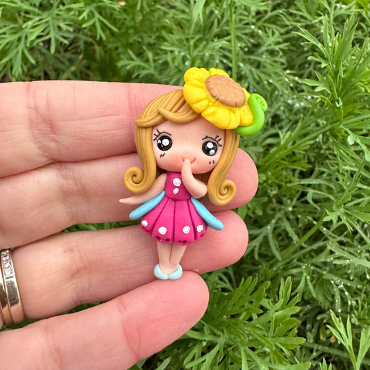 Custom Floral Girl Clay Bow