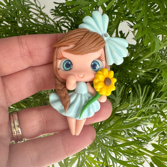 Custom Floral Girl Clay Bow