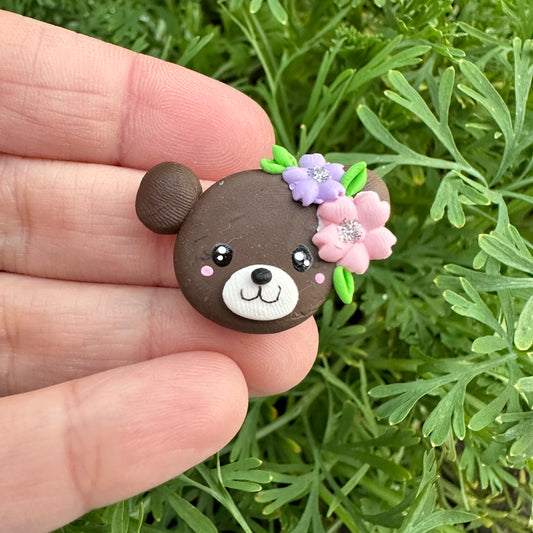 Custom Floral Bear Clay Bow