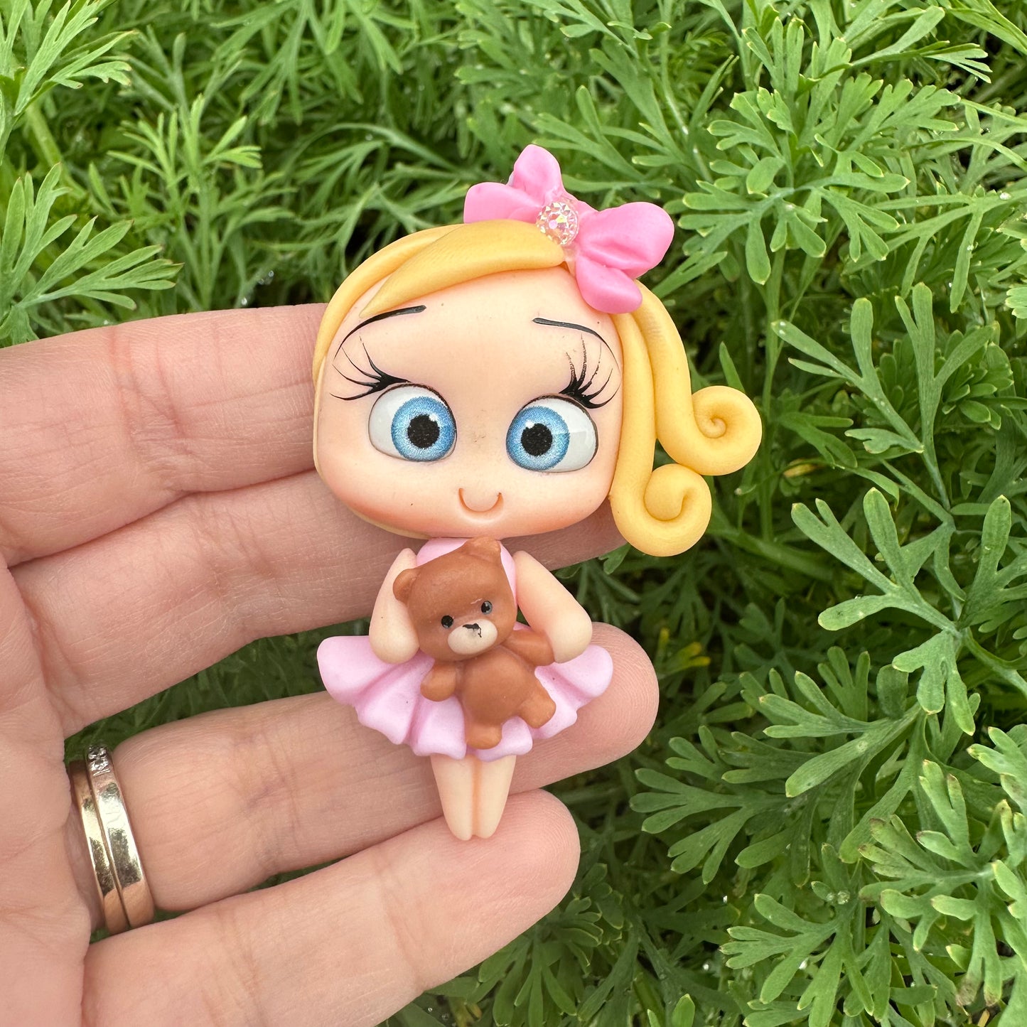 Custom Teddy Girl Clay Bow