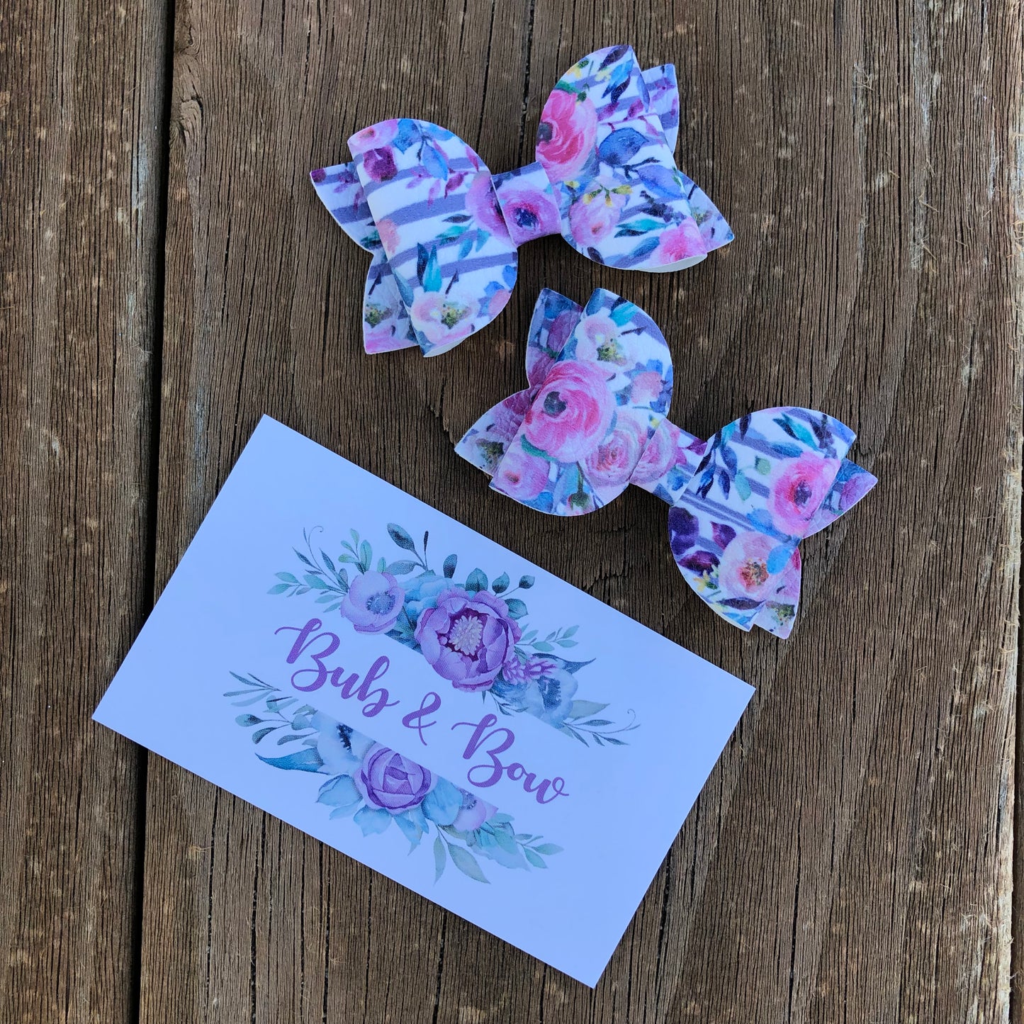 Striped Bouquets Mini Beauty Bow