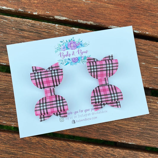 Pink Checkered Mini Beauty Piggy Clips