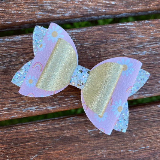 Daisies & Rainbows Gold Imogen bow
