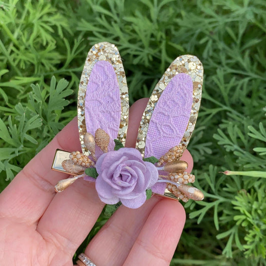 Lilac Bunny Gold Alligator Clip