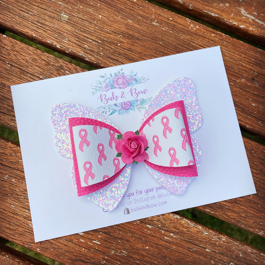 Pink Ribbon Butterfly bow