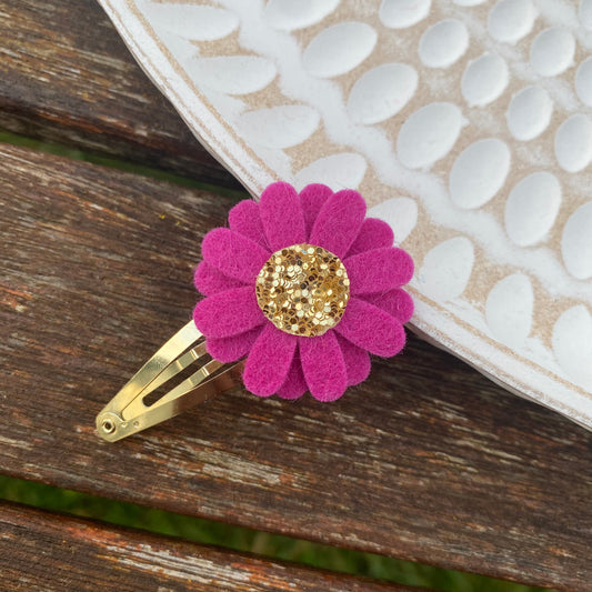 Felt Daisy Snap Clip (#58 Raspberry Jam)