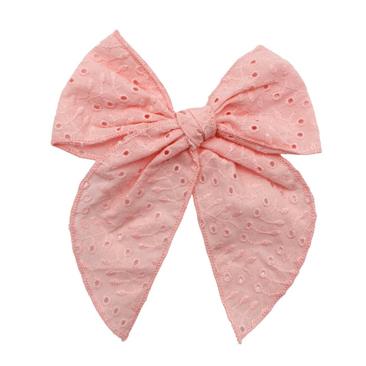 Pink Embroidered Fabric Bow