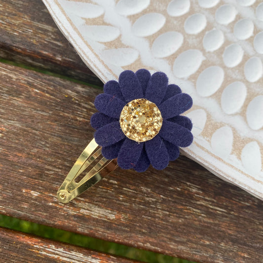 Felt Daisy Snap Clip (#71 Heathered Navy)