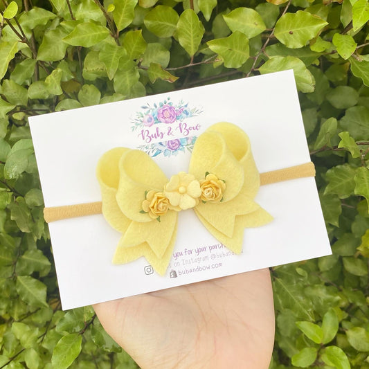 Franchi Fancy Felt Floral Bow (Lemon)