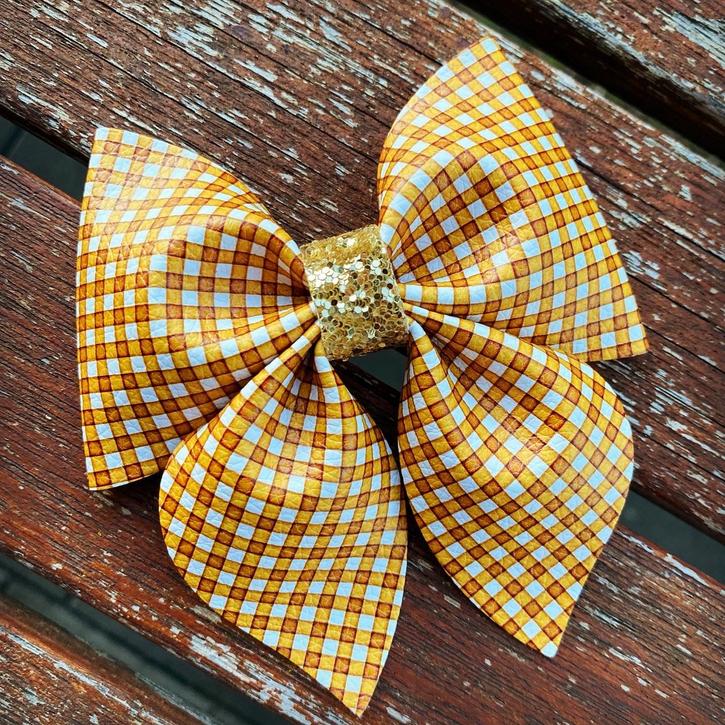 Large Sailor bow (Mustard Plaid)