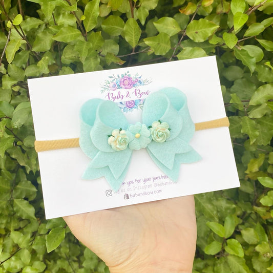Franchi Fancy Felt Floral Bow (Barely Blue)