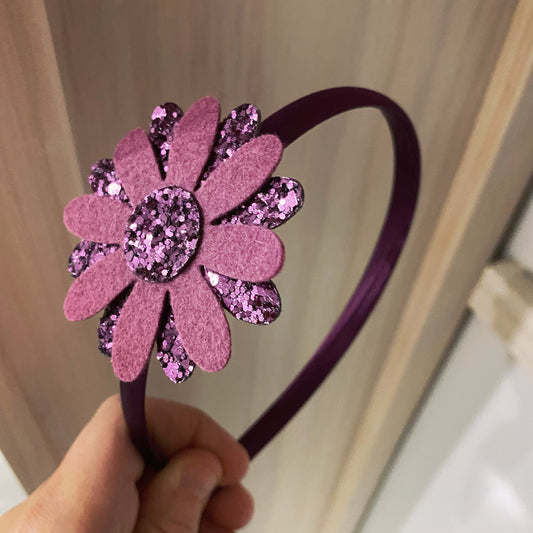 Plum Daisy Satin Headband